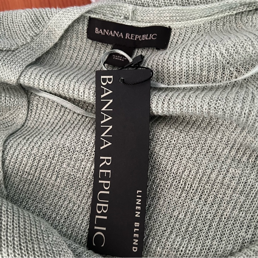 NEW Banana Republic Linen Blend Ribbed Knit V-Neck Casual Tunic Sweater SZ S - Picture 7 of 9